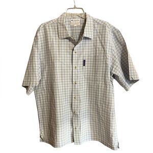 Columbia Men's Short Sleeve Button Down Shirt Blue & White Size Large